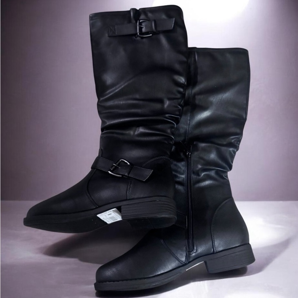 Journee Collection Black Women's Knee-High Riding Slouch Boots size 8 NWT